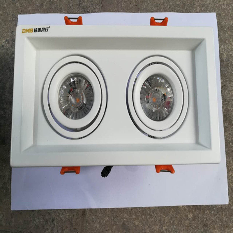 Emperor popular LED double head spotlight cob grille lamp square bold lamp living room background wall aisle embedded ceiling lamp