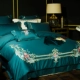 Châu Âu thêu dày cát bông cotton đỏ chăn tấm trải giường bốn bộ phụ nữ giường cưới