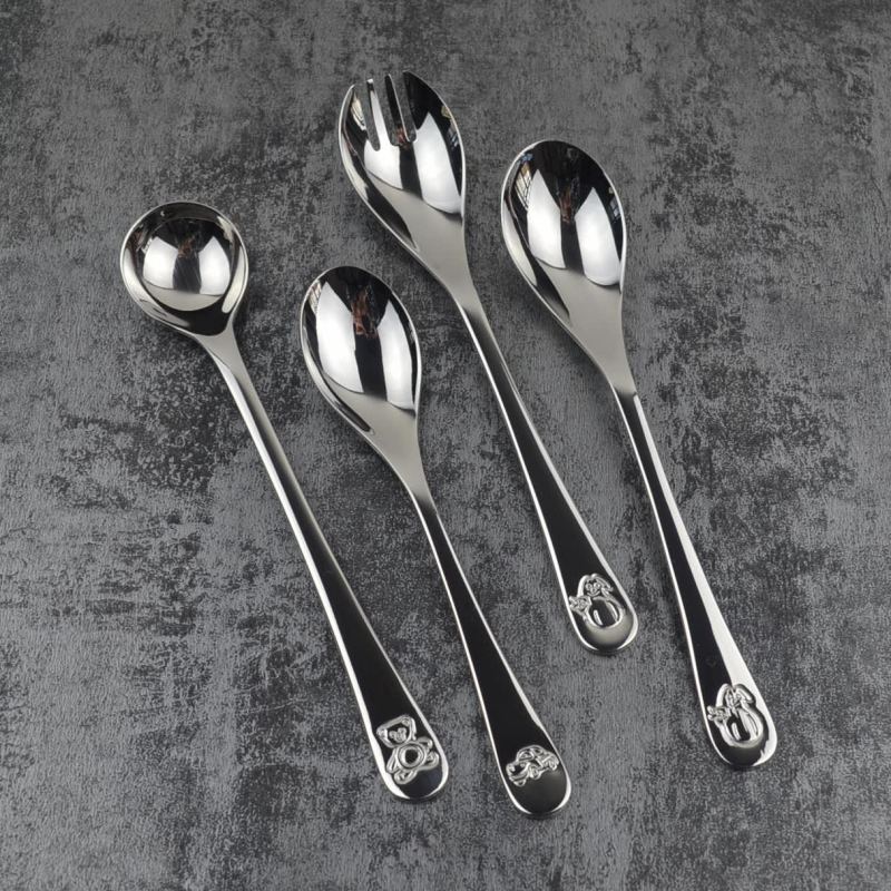 304 stainless steel children's eating spoon baby learn to eat training spoon cute cartoon baby food feeding spoon