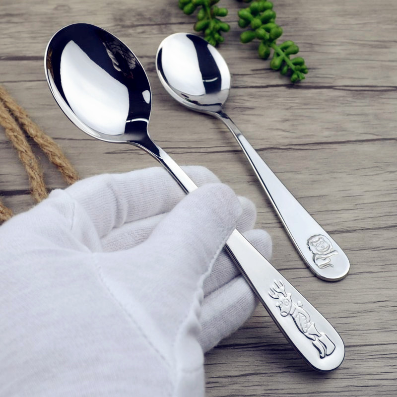 304 stainless steel children's spoon children's spoon tableware spoon 18-10 baby eating spoon round spoon more eating spoon