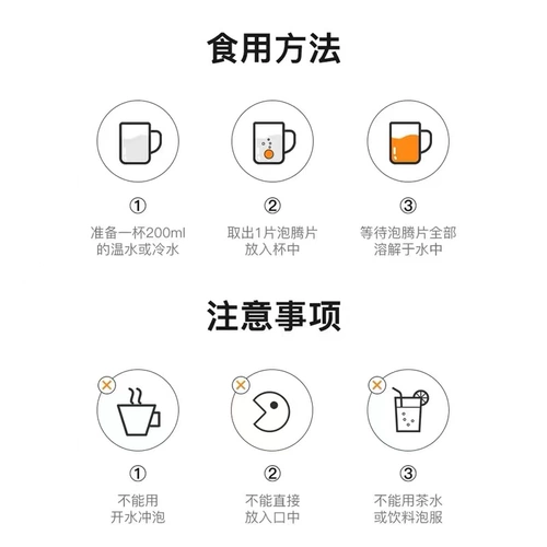 Витаминизированные шипучие таблетки для детей и взрослых, 20 штук, витамин C