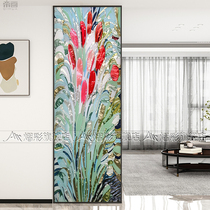 Entrance entrance art glass abstract American oil painting glass partition screen living room enamel color three-dimensional light luxury style