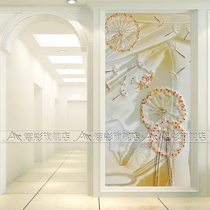 Modern simple simple European style art glass living room entrance aisle screen partition background wall craft dandelion
