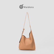 Orange Teenage Girl Soft Leather Bucket Bag Small Crowddesign Single Shoulder Skew Satchel 2021 New Large Capacity Commuter Tote Bag