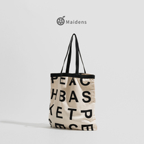 Orange Teenage Girl Korea Handbag Peach Large Alphabet LAZY WIND LARGE CAPACITY LETTERS SAILS CLOTH BAG SHOPPING BAG BAG