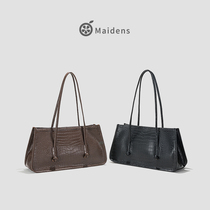 Orange Teenage Girl Crocodile Print Shoulder Bag 2021 New Advanced Sensation Large Capacity Woman Bag Temperament Portable Armpit Bag