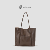 Orange Teenage Girl Single Shoulder Bag 2021 New 100 Hitch Woman Large Capacity Tot Bag Advanced Sensation Soft Leather Commuter Primary-mother Package