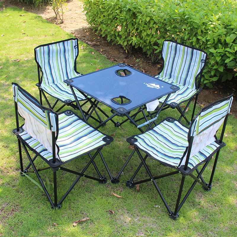 Ai travel outdoor folding table and chair Beach portable backrest chair Self-driving barbecue camping supplies Leisure fishing chair