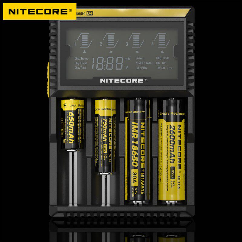 NITECORE Knight Cole D4 Multifunction LCD Bright Light Flashlight Charger 18650 Smart Compatible