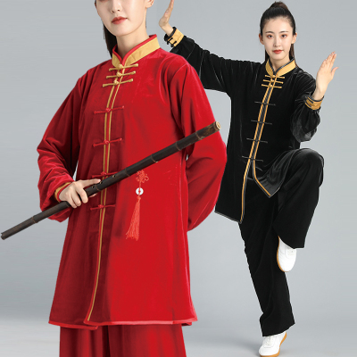 Tai chi clothing chinese kung fu uniforms Golden velvet Tai Chi Clothing suit autumn and winter loose women Tai Chi Clothingquan training suit men martial arts suit performance suit