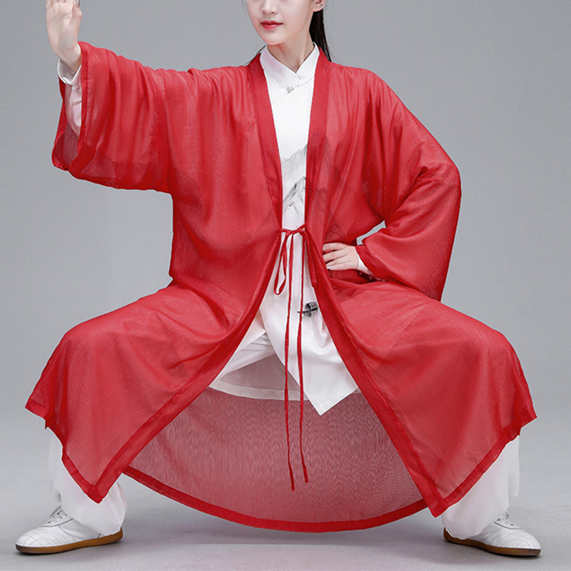 Tai chi clothing chinese kung fu uniforms Tai Chi costume drape single piece long Xianer elegant Chinese style summer Tai Chi Clothingquan men and women performance dress competition