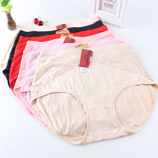 High Waist Lady Briefs Sexy Lace Modale Cotton Fabric Large Size Size Triangle Pants Mom Gats Up to Underpants