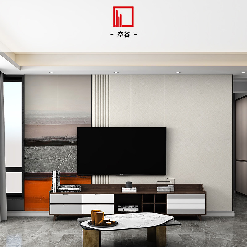 Empty valley custom home background wall 2021 new decorative wall board hard bag living room TV background wall simple light luxury