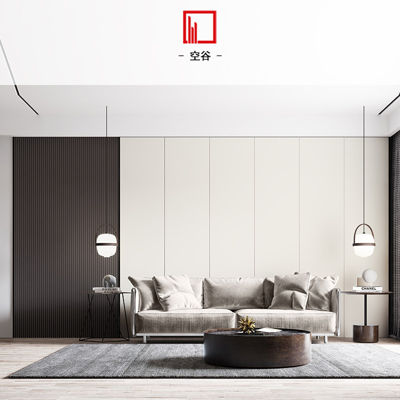 Empty Valley Custom Home Background Wall 2021 Finishes Board Hard Bag Living-room Sofa Modern Background Wall Minima Light Extravaganza