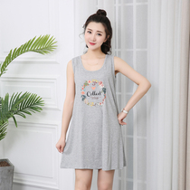 Dress Cotton Nightdress Womens Sling Nightdress Summer Thin Womens Base Loose Dress Large Size Pajamas Fat mm