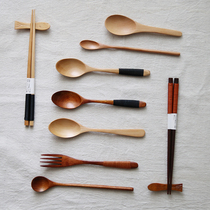 Japanese wooden chopsticks spoon Fork chopsticks Chopsticks rack breakfast spoon coffee spoon soup spoon chopsticks Chopsticks main meal spoon