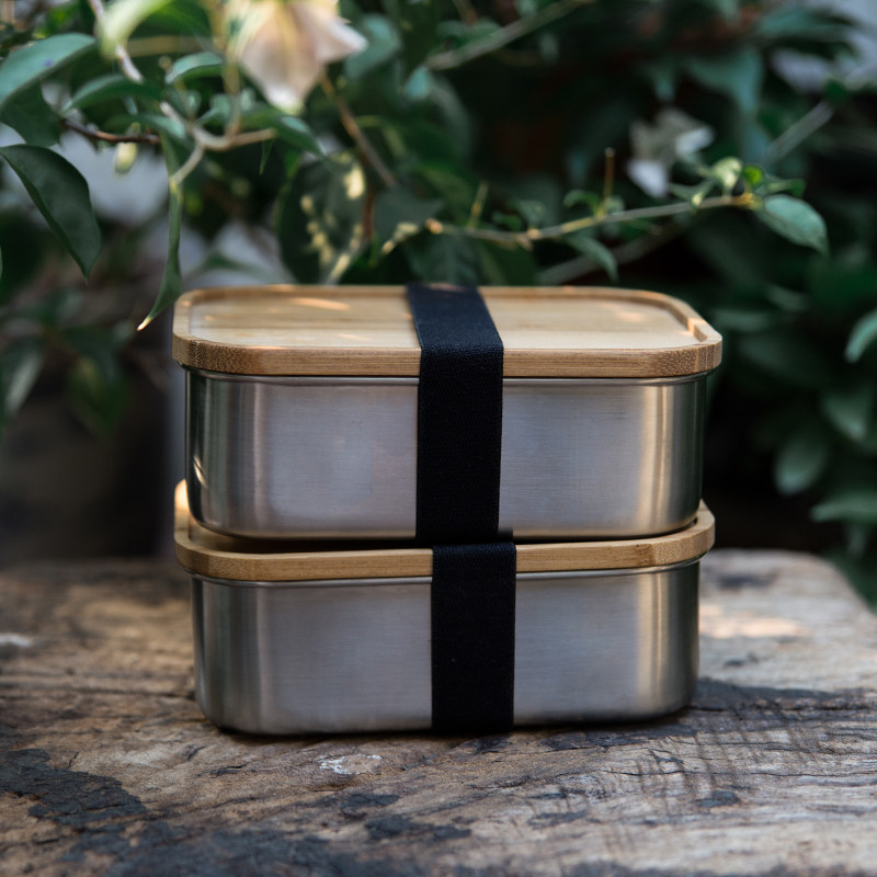 Day-style bamboo cover Lunch Box 304 Stainless Steel Thickened Lunch Box Salad Picnic Box Students Canteen to Eat Boxes