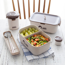 Japanese-style single-layer large-capacity bento box chaff fiber microwave oven split lunch box office workers with rice