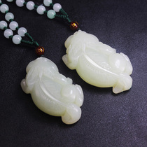 Hetian Jade golden toad pendant Natural white jade pendant three-legged toad jade necklace for men and women jade jade pendant