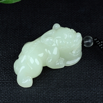 Natural Hetian jade Pixiu pendant Male female necklace Jade Pichu lucky transfer couple Overlord Pixiu pendant