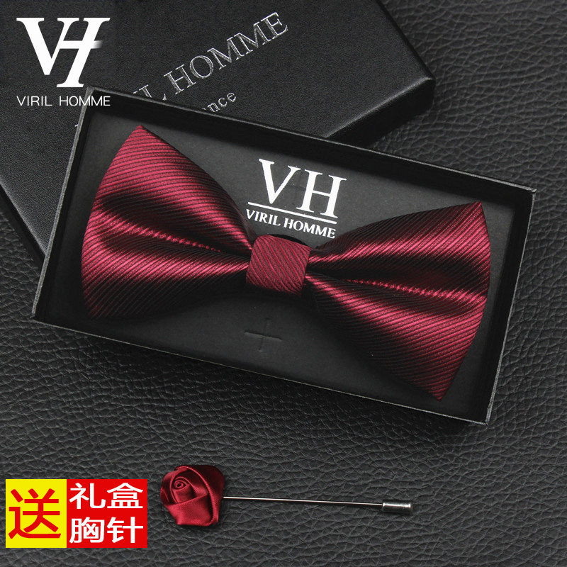 Men's bow tie Men's wedding wedding groom best man Red suit shirt British high-end Korean bow women's trend