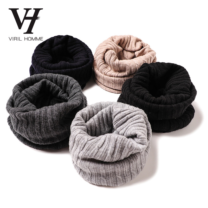 Men's wool scarves for men and women Winter Korean version 100 hitch minimalist student couple neck sets knitted cover headscarf winter