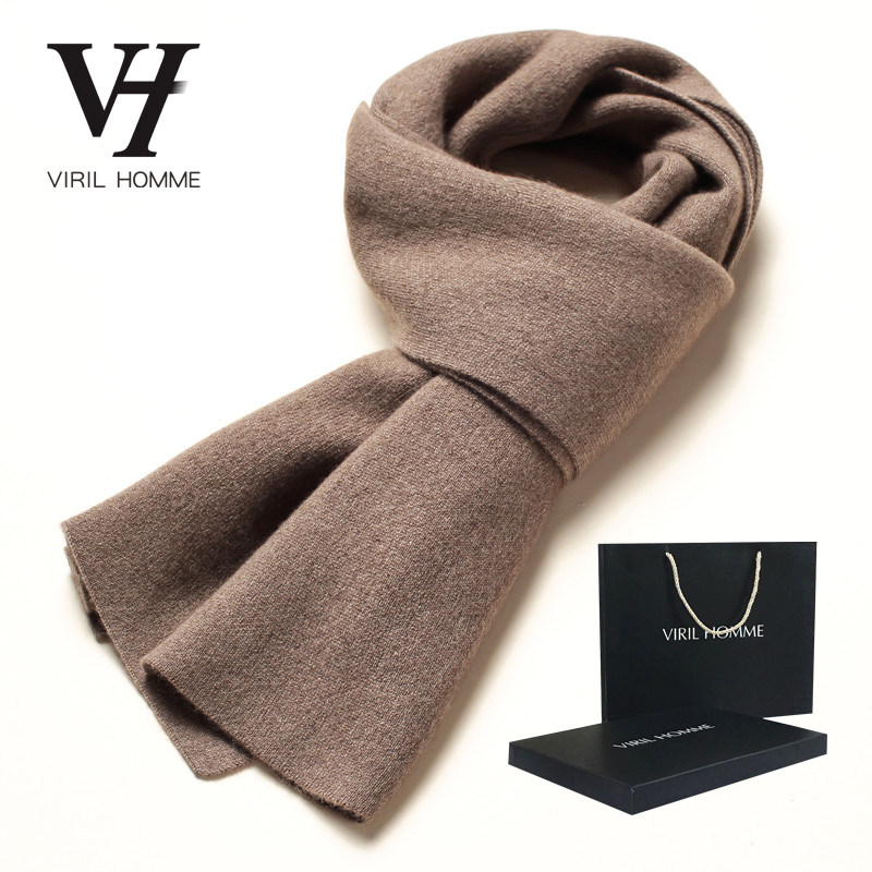 Men's cashmere scarf Men's winter Korean version wild simple 2020 new high-grade collar birthday gift gift box