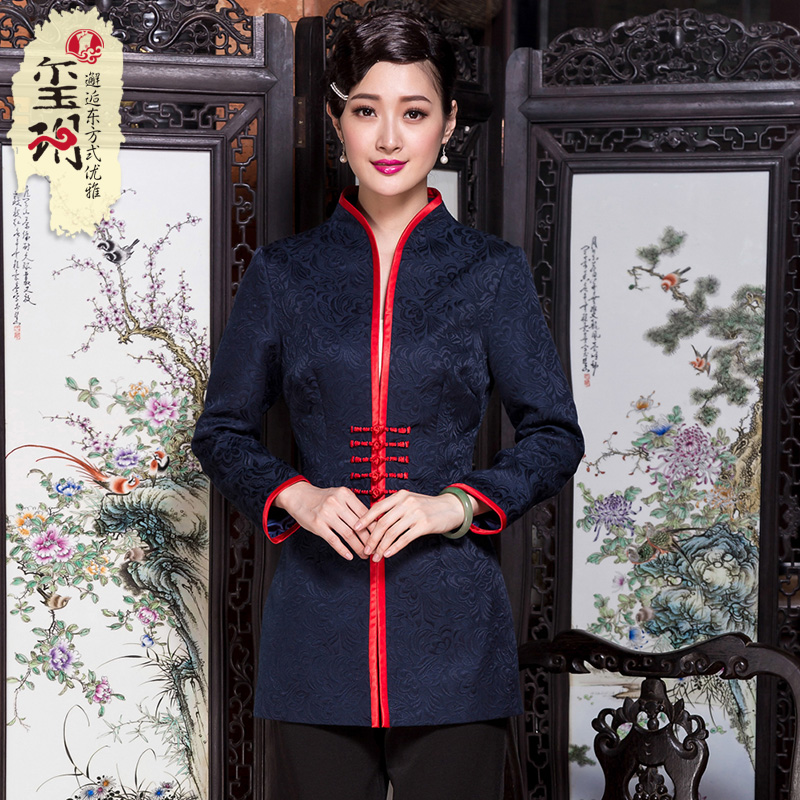 Xi Yue 2022 autumn and winter jacquard disc buckle retro ancient Tang Temperament Blouse National Wind Middle-aged Female Mother Coat