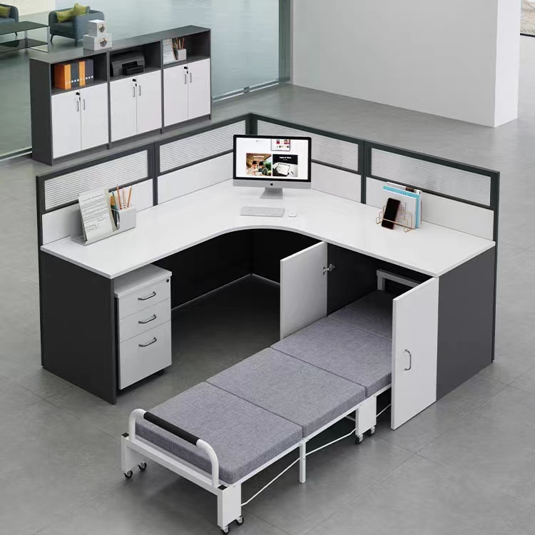 Corporate Staff Desk with Folding Bed for Nap, Single-Person Employee Desk and Chair, Financial Desk, Corner Desk