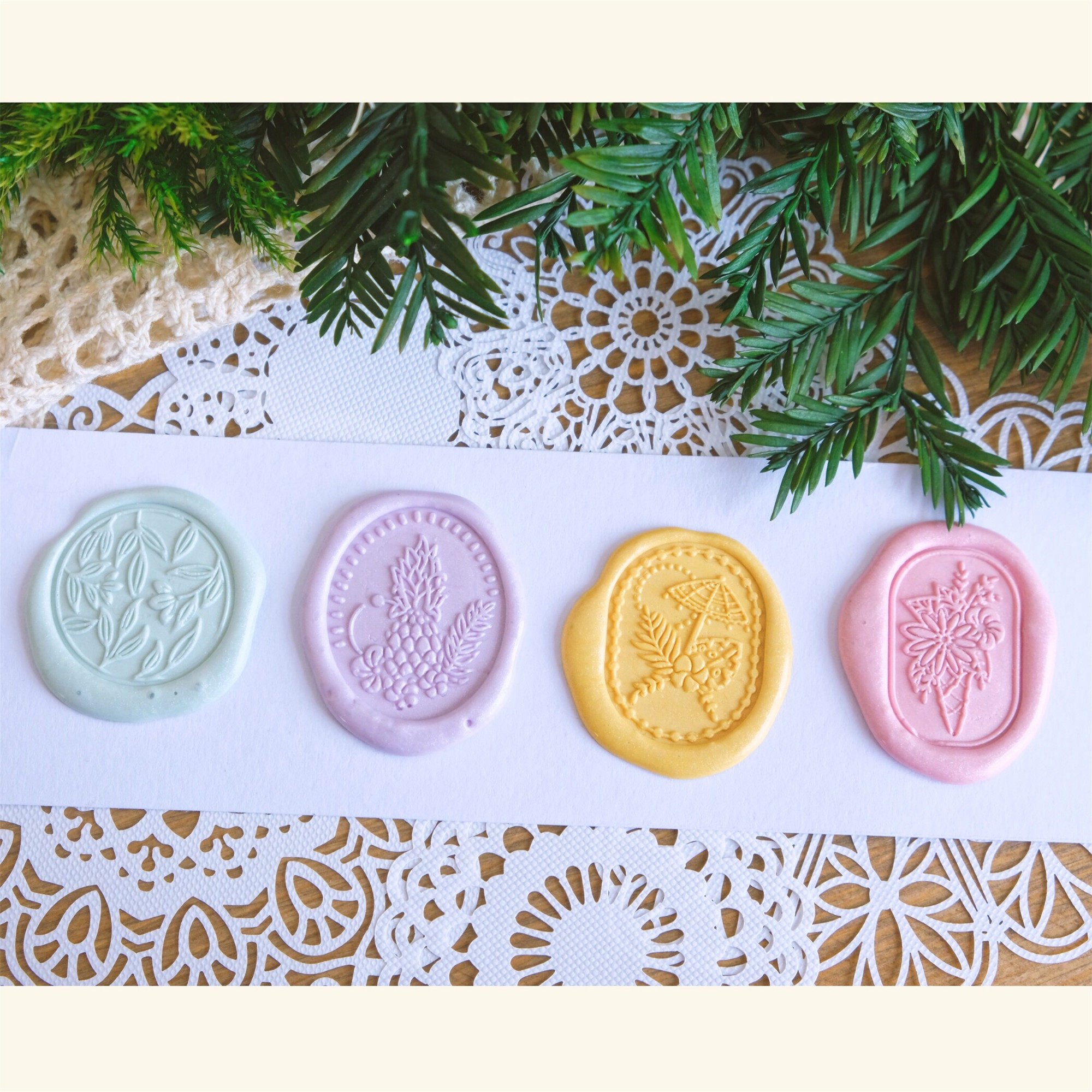 (Fertilizer Valley Hand Ledger) Original Flower Series Fire Lacquer Seal Mini Handle Leaf Flowering Plant Profiled seal