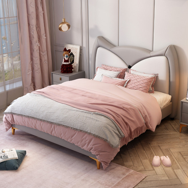 Child Bed Girl Princess Bed Modern Minimalist Creative Net Red Bed Boy 1 5 Cartoon Soft Bag Solid Wood Genuine Leather Bed