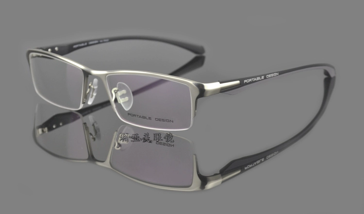 Hợp kim titan nửa khung vẽ kính gọng kính TR90 kinh doanh khung kính bạc với thấu kính thay đổi màu sắc