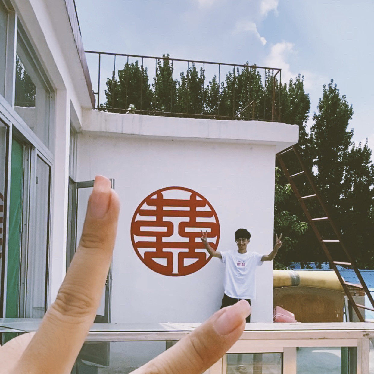 Douyin Little Red Book Peach Bud Couple)) Atmosphere Good Things Oversized 120cm Happy Word Sticker 100cm Happy Word Sticker