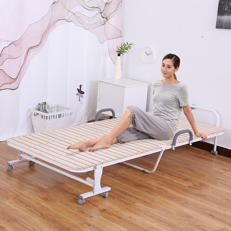 Wooden folding bed Office lunch break nap Solid wood environmental protection simple portable single double hard bed duty escort reinforcement