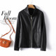 Haining short leather jacket black loose casual plus size