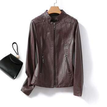 Leather jacket for women short slim fit sheepskin petite