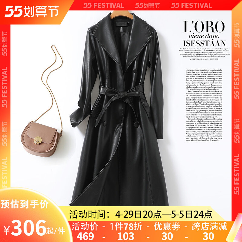 Fur coat female medium long version black closedown Hainen genuine leather women jacket 2022 Anti-season new temperament Clothing Sheep Leather