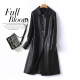 Haining leather jacket for women in mid-length black loose temperament