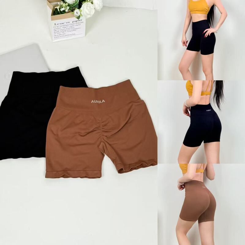 Au~Colorful Peach Knit Shorts for Fitness and Weightlifting, Black Solid Color Aurola-14Ef-A052 Au~Colorful Peach Knit Shorts for Fitness and Weightlifting, Black Solid Color Aurola-14Ef-A052