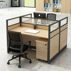 Staff Workstation Desk Modern Simple 2/4/6 Person Computer Desk with Screen Card Slot Office Desk and Chair Combination