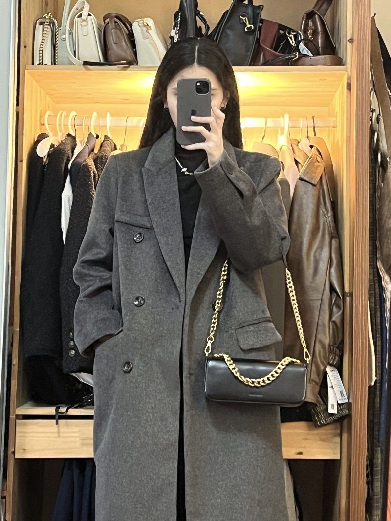Gray hair, great coat winter senior sensation Herben wind long style suit, girl jacket woman in Korean version with Korean version little guy-Taobao