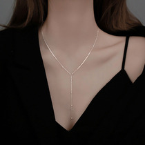 Oriental Aesthetics Pure Silver Flow Su Necklace Simple Design Sense Lukewarm Wind Lock Bone Chain