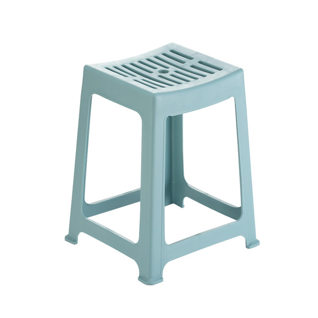 Camellia plastic stool house thickening and widening adult striped high stool bathroom non-slip dining table stool square chair ນັ່ງນັ່ງງ່າຍດາຍ