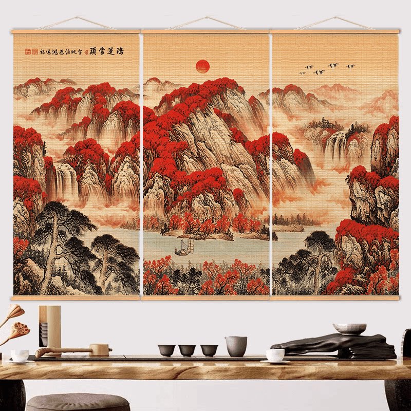 禅意竹帘挂画