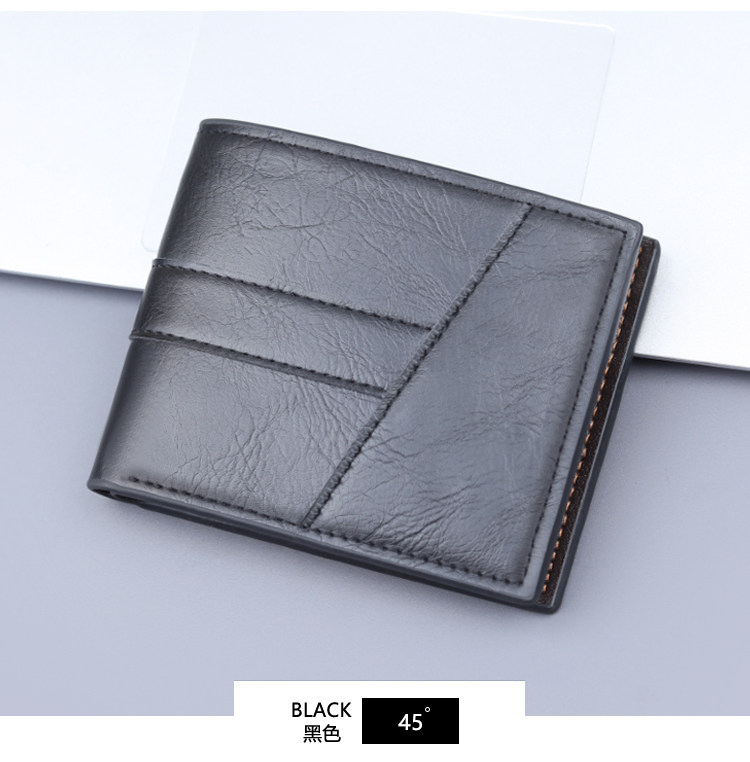 男士短款钱包男款卡包一体可放驾驶证男钱夹带拉链皮夹男式三折包详情9