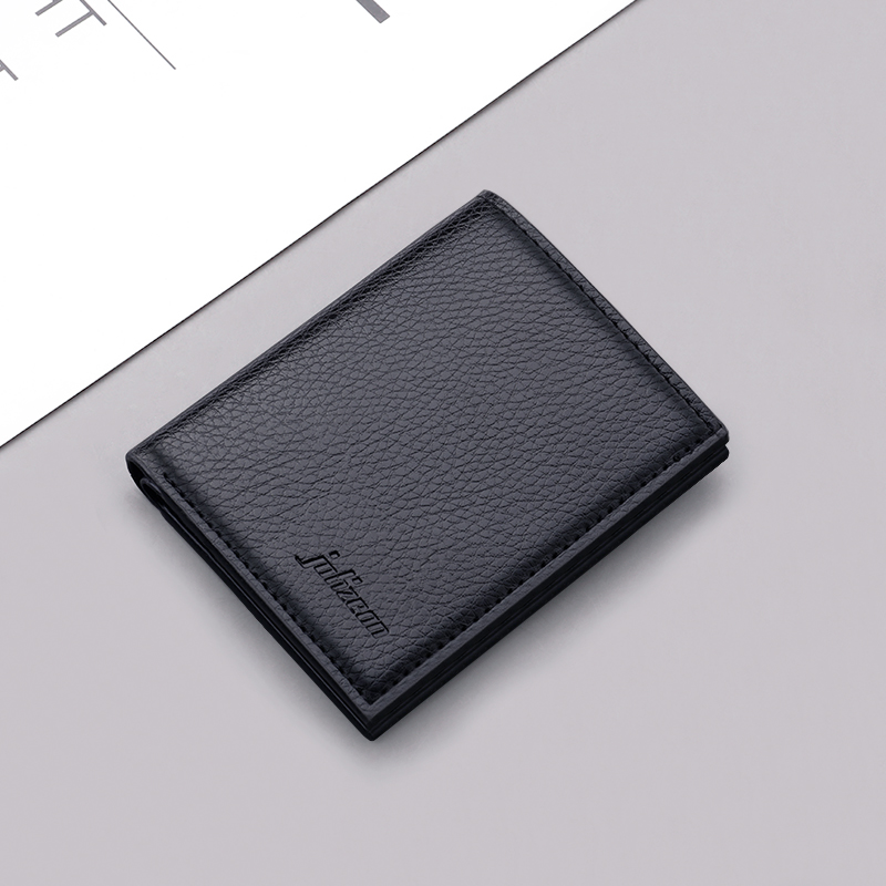 Wallet Male ultra-thin Vertical Mini Mini Tide Card Can Be Released Driver's License Fold Men Money Clip Student Brief Soft Leather