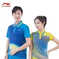 Li Ning ngắn tay áo polo 2018 mùa hè mới ánh sáng và thoáng khí mồ hôi thấm nam giới và phụ nữ với cùng một đoạn ve áo thể thao t-shirt nam ao polo nam