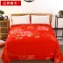 Khăn trải giường cưới màu đỏ một mảnh trải giường kiểu váy cotton chà nhám hạnh phúc sự kiện bronzing 1,8 * 2 mét giường chuyên dụng - Khăn trải giường