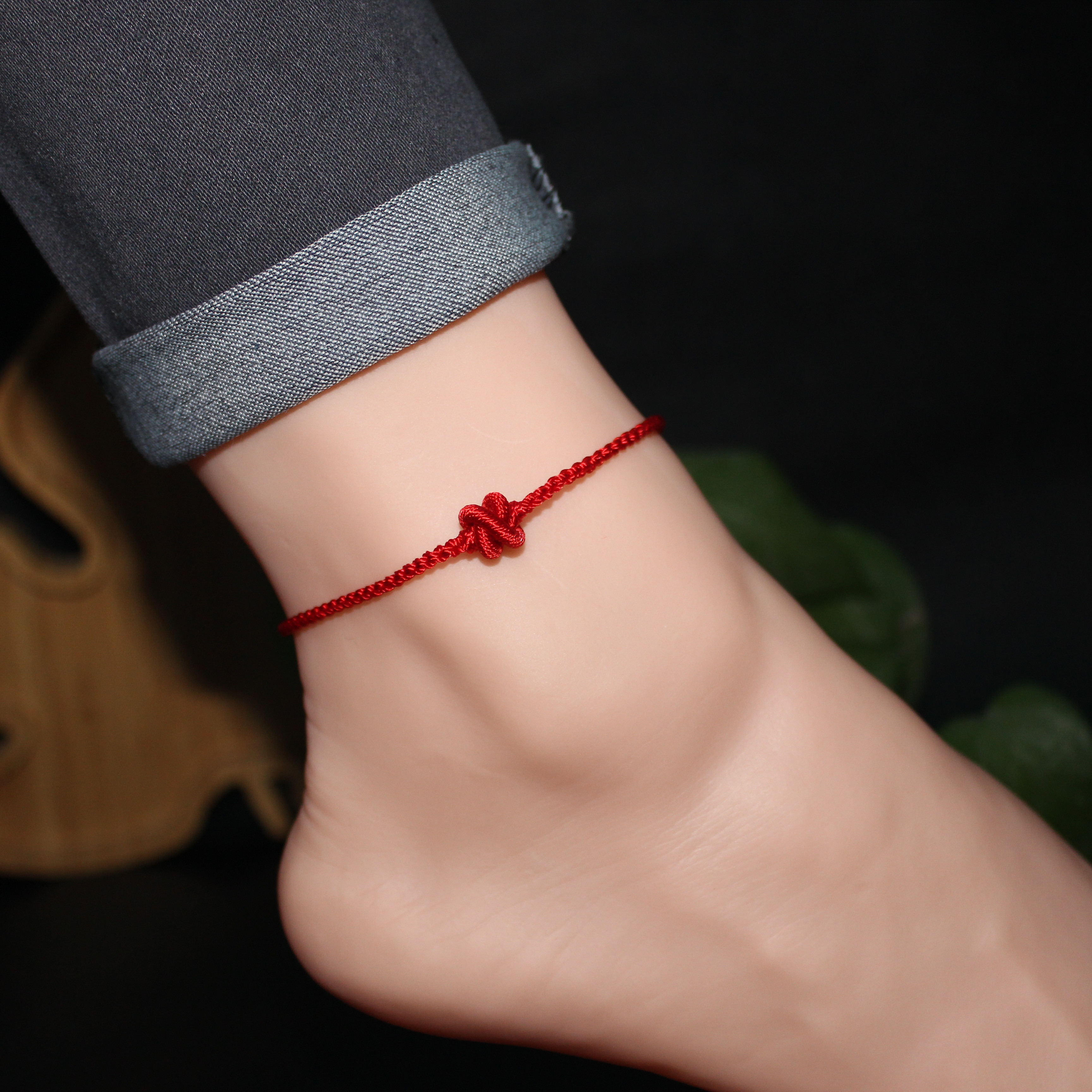 2024 Dragon Year Red Rope Foot Chain Thin handwoven bracelet bracelet footrope Rope Footed couple girlfriends Jane Joo-Taobao