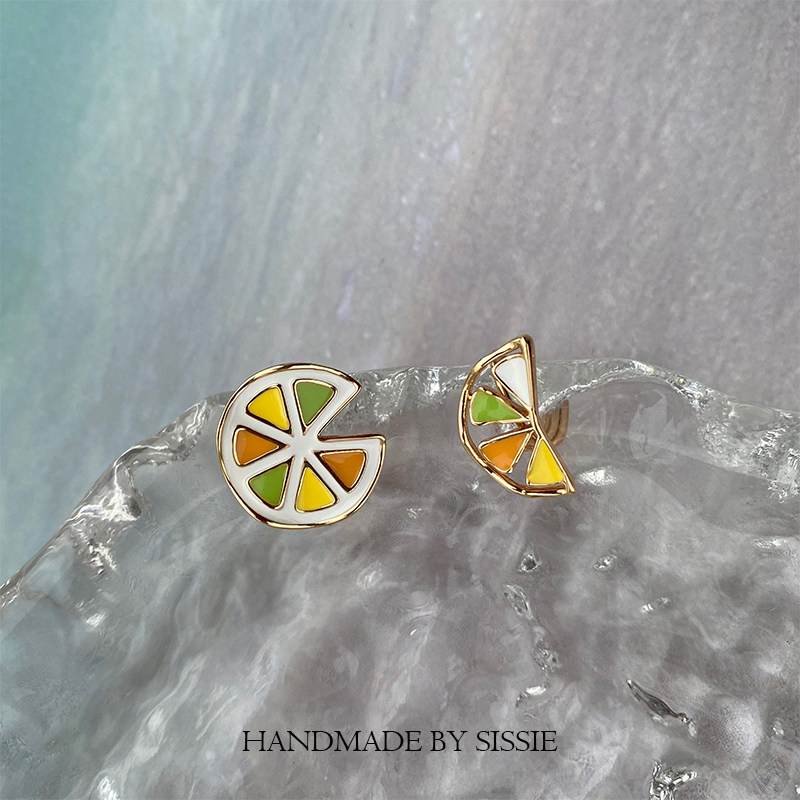 Lemon Ear Pin Small Fresh Asymmetric Ear Clip Without Earrings Woman Earrings Without Dongle Earrings Woman No Pain Mosquito Coil Dish